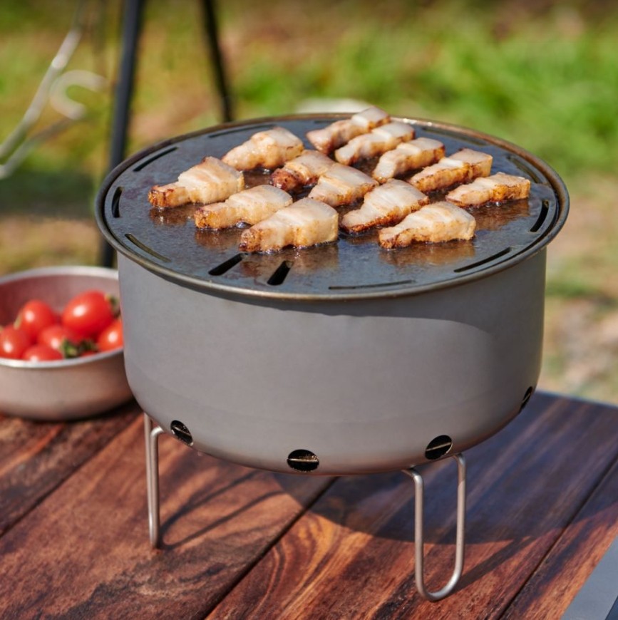 Camping Cooking Flat Top - Meja Panggangan BBQ Korea Portabel Titanium