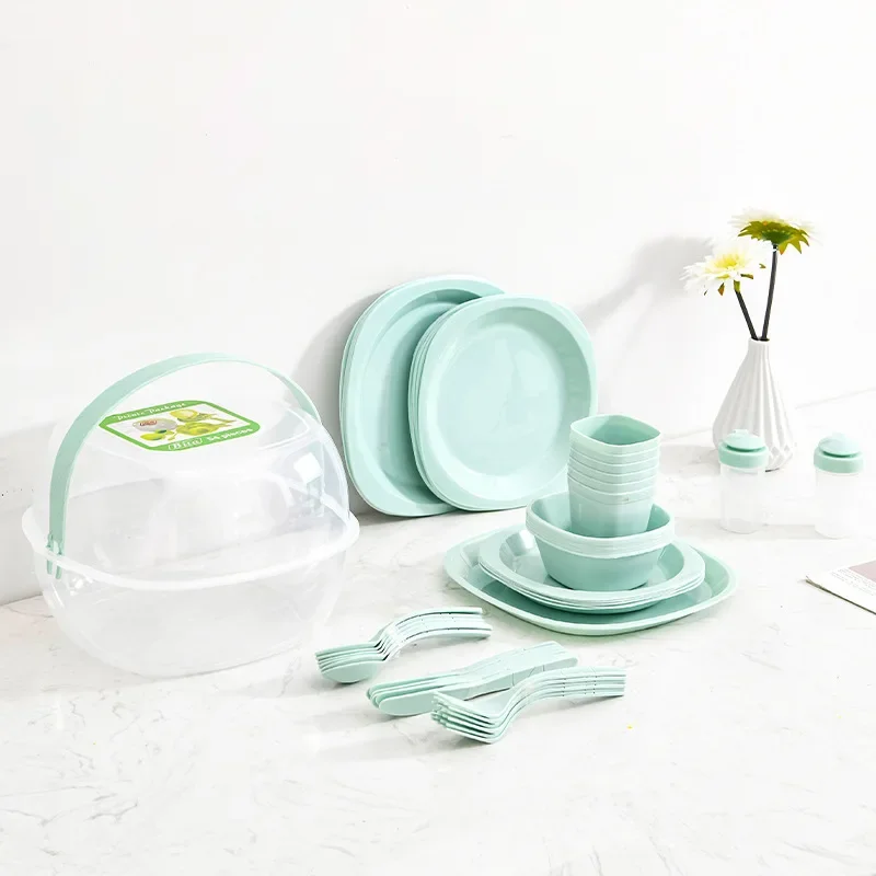 Set Peralatan Makan Plastik Po - Camping Cooking Dining Set ulasan dan harga